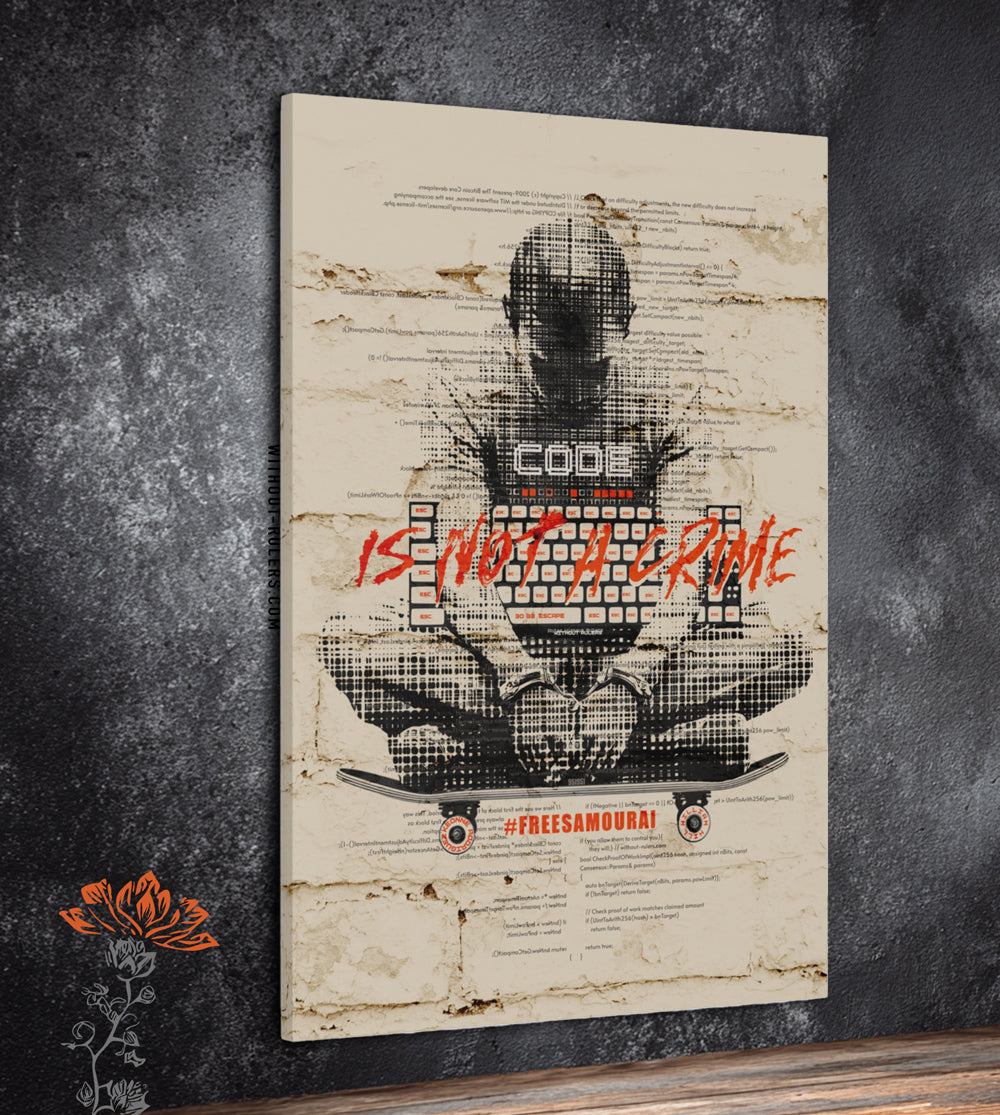 #FreeSamourai "Code is Not a Crime" - Bone Canvas Print