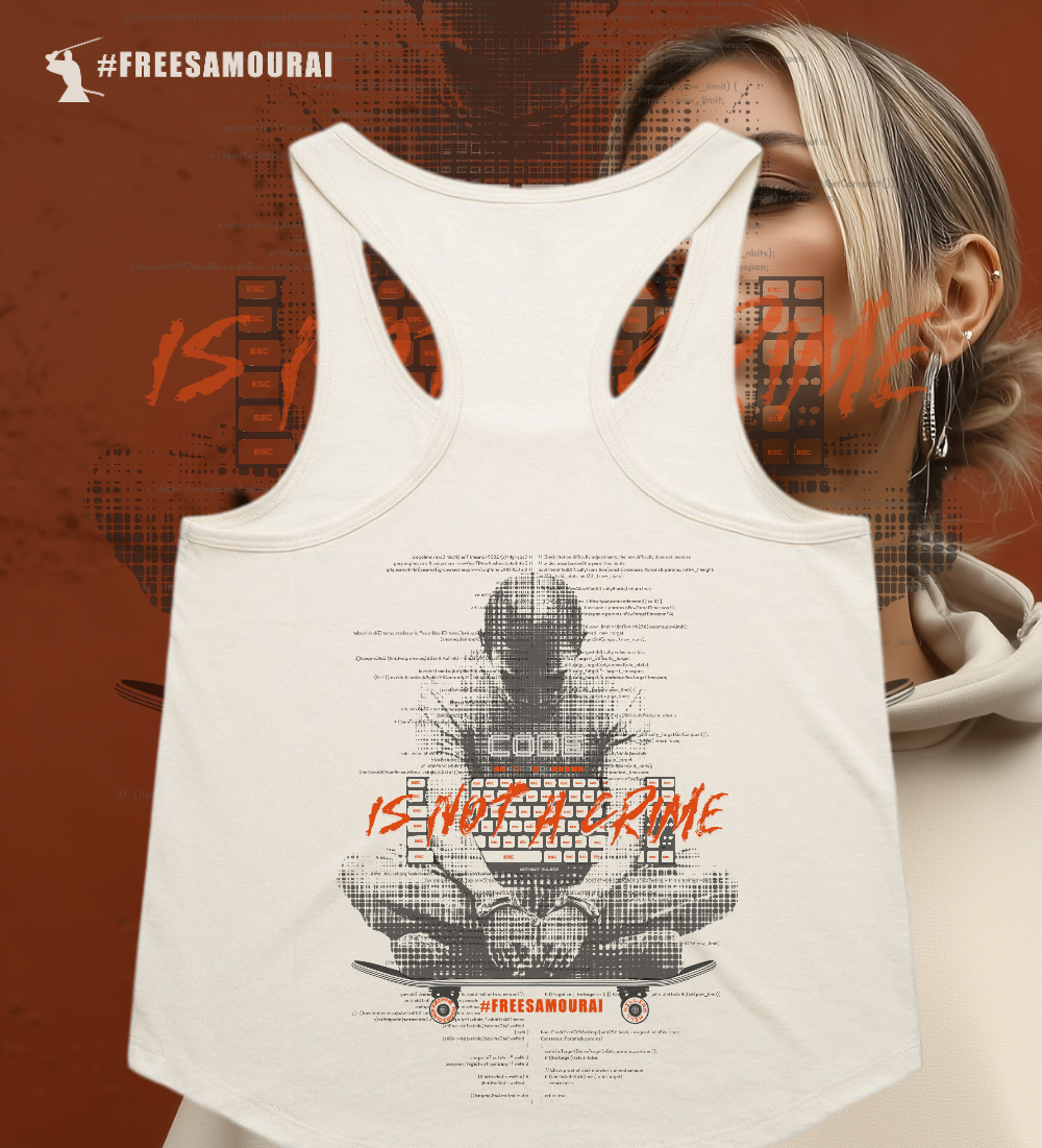 #FreeSamourai "Code is Not a Crime" Premium Women's Racerback Tanktop