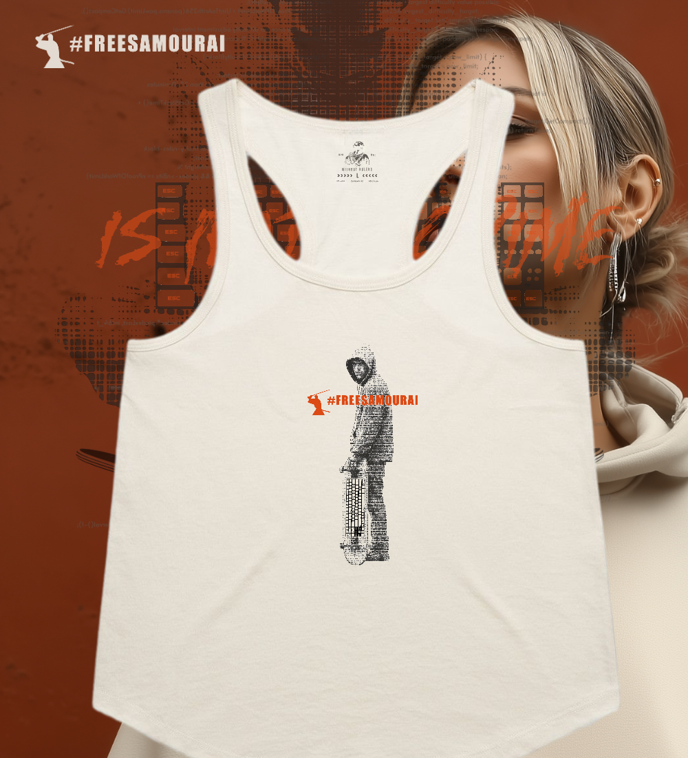 #FreeSamourai "Code is Not a Crime" Premium Women's Racerback Tanktop