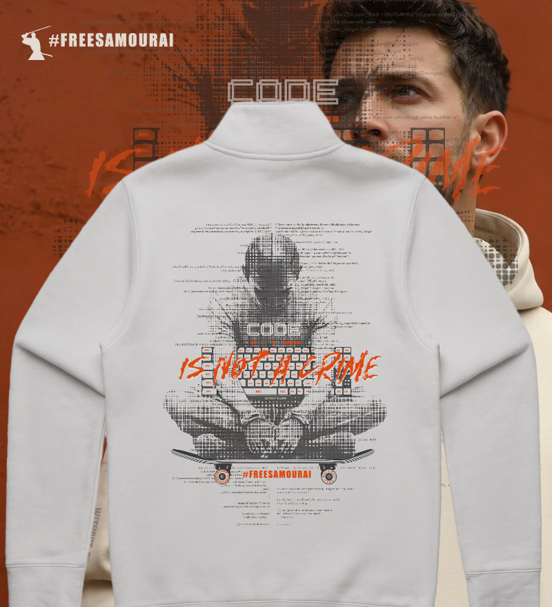 #FreeSamourai "Code is Not a Crime" 1/4-ZIP Premium Sweater